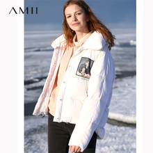 Amitc极简潮时尚jz包羽绒服女土冬季宽松短式前短后长防寒外套