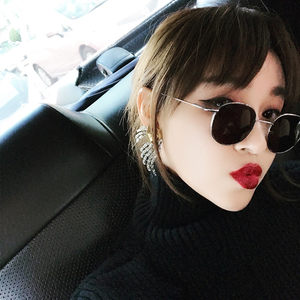 韩国原宿网红同款复古显脸小太阳眼镜女金属框