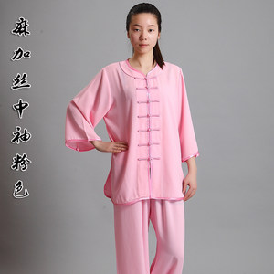 中国风棉麻唐装男套装夏季短袖套装亚麻中式居