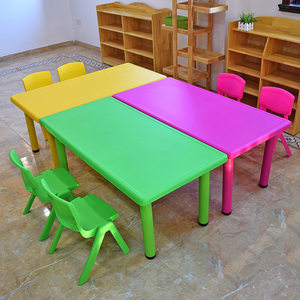 儿童桌椅套装塑料幼儿园家用吃饭拼接组合玩具