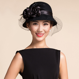 英伦赫本女 span class=h>帽子 /span>礼帽小檐羊毛毡毛呢 span class