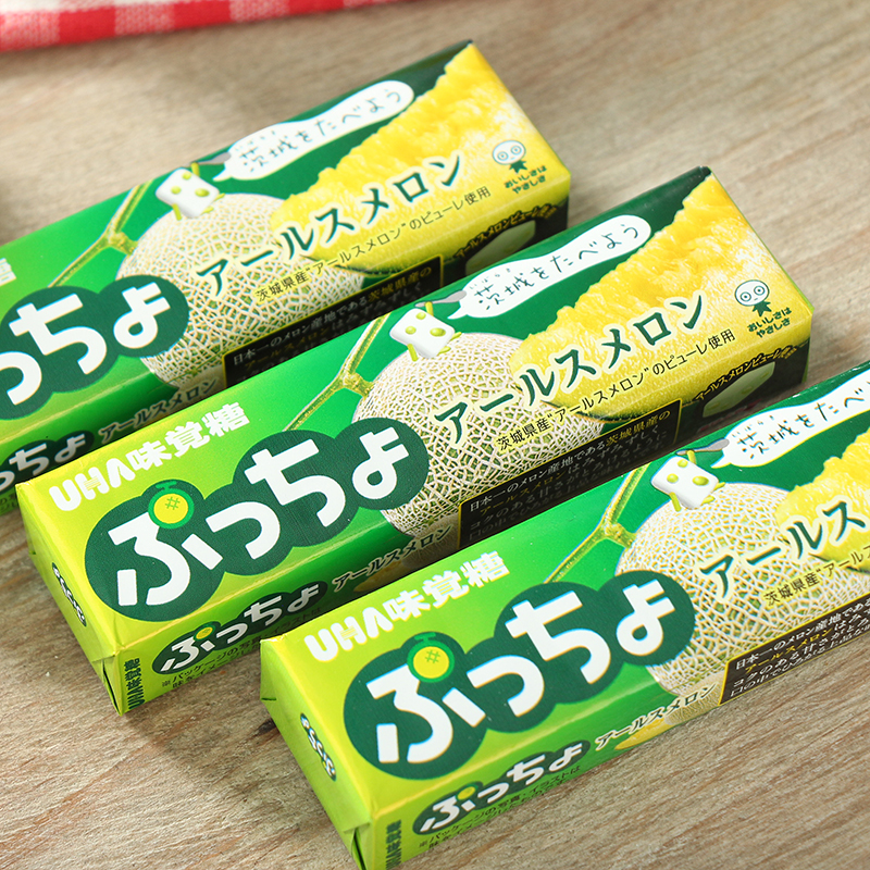 日本进口 悠哈水果糖果/uha 完熟哈密瓜糖中糖味觉糖50g 10粒入