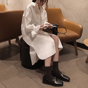 泡泡袖长款衬衫图片