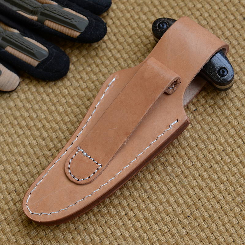 华匠坊 蜂刺sting 植鞣皮原色刀鞘牛皮鞘头层皮套 真皮刀套配皮绳