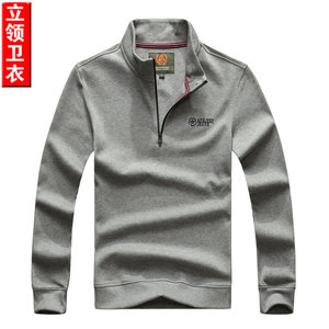 欧美单大码拉链卫衣男士新品休闲男装纯色立领