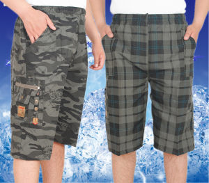 中年男短裤夏季7分迷彩中裤休闲沙滩裤中老年