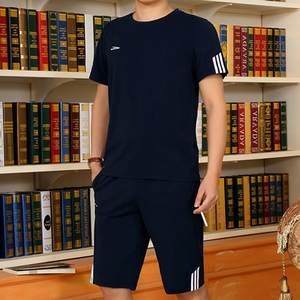 夏季中年男士乔丹运动套装361短袖短裤纯棉男