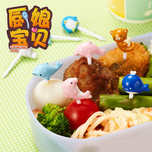 日本正品 海豚鲸鱼  span class=h>水果叉 /span> 便当造型签 小 span