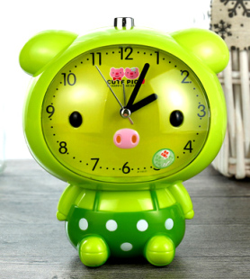 可爱儿童电子闹钟创意静音学生时钟卧室床头夜光卡通小猪小闹钟