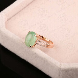 善美珠宝 18k玫瑰金 span class=h>镶嵌 /span>定制 翡翠椭 span