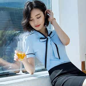 【蝴蝶结短袖衬衫职业装价格】最新蝴蝶结短袖