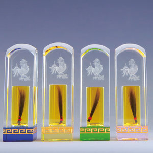 水晶胎毛章定做 琉璃脐带印章胎发章 生肖鸡章