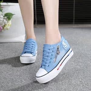 【女士牛仔布休闲鞋内增高价格】最新女士牛仔