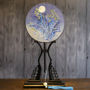 老阊门双面古典刺绣扇小团扇古风宫廷圆扇中国风圆形汉服女绣花扇