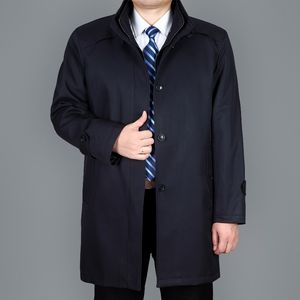 中年新款休闲风衣男士秋冬季中长款外套中老年