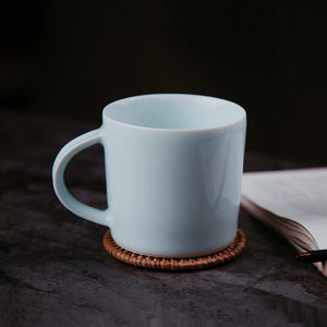 简约大容量马克杯陶瓷水杯 手工高温瓷家用喝水杯子 纯色影青杯