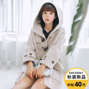 2017韩版新款呢子大衣女学生毛呢外套带毛领