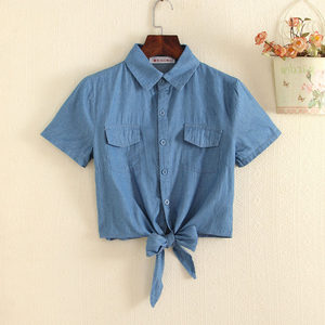 女士短袖牛仔衣图片