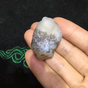 奇特纯天然苔纹小树矿物玛瑙水晶原石吊坠如画