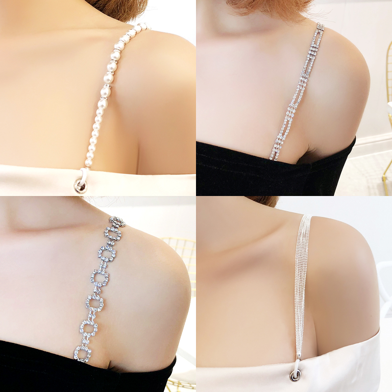 交叉肩带水钻金属双肩挂脖隐形肩带配件女内衣带性感美背文胸带子