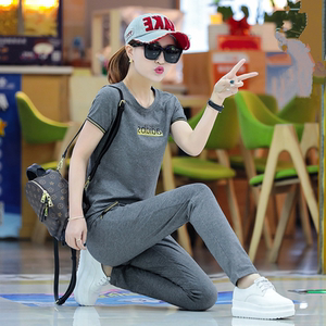 女士休闲运动装夏季套装纯棉图片
