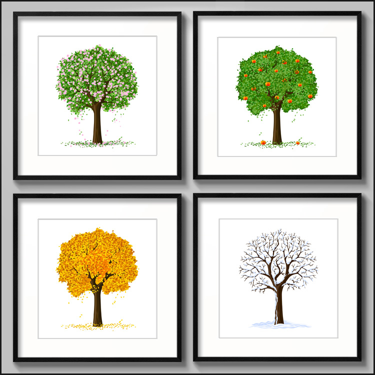 春夏秋冬装饰画小清新简约田园风格有框画客厅餐厅挂画酒店饭店墙