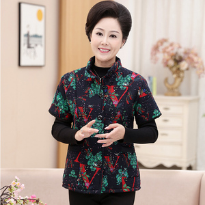 中老年女装马甲富贵妈妈装保暖大码外套秋冬坎肩马夹加厚棉麻女士