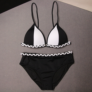 夏新款欧美沙滩性感大胸比基尼三点式泳装小胸聚拢分体温泉泳衣女