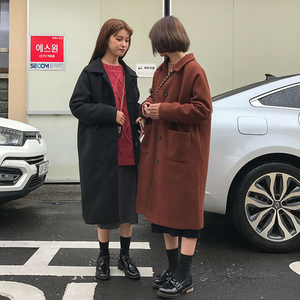 长款大衣女冬韩版过膝学生bf图片