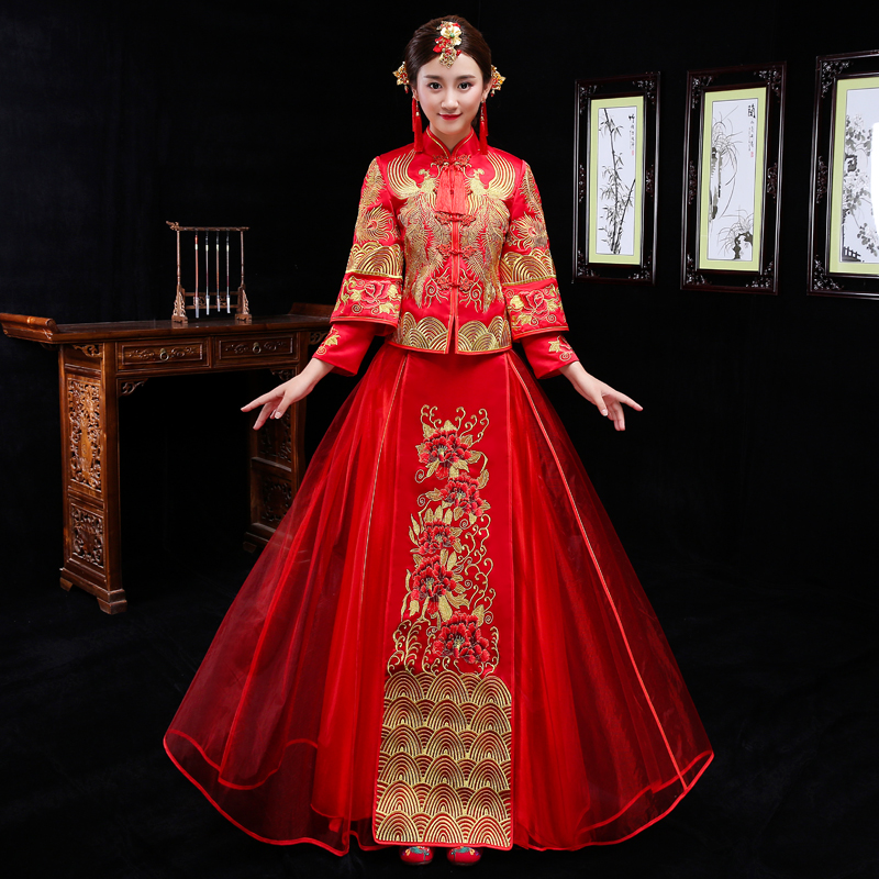 秀禾服新娘2018新款龙凤褂新娘礼服大码结婚中式敬酒服旗袍嫁衣