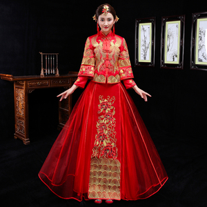 秀禾服2017新款龙凤褂新娘礼服修身显瘦大码结婚中式敬酒服秀和服