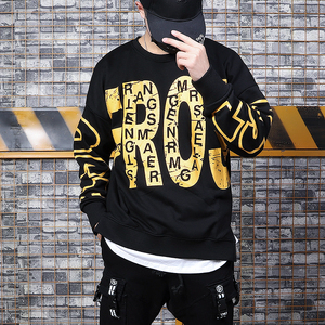 潮牌嘻哈宽松街头 span class=h>滑板 /span>男女情侣圆领 span class