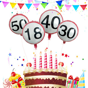 18寸18岁30周年40岁50周年数字气球铝膜气球生日派对数字庆祝圆形