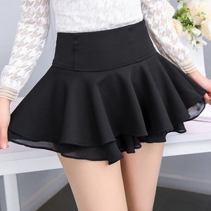 高腰百褶超短裙走光图片