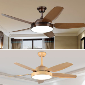 美式led吊扇灯新中式吊灯简约静音客厅卧室家用欧式餐厅电风扇灯