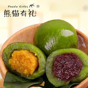 熊猫有礼 艾草青团豆沙蛋黄肉松清明果糯米团子杭州特产 span class=h