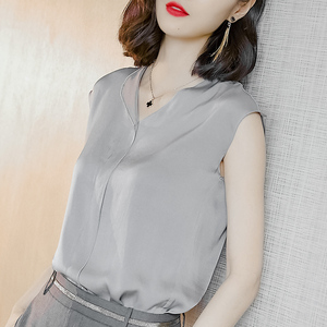 真丝衬衣女无袖桑蚕丝图片