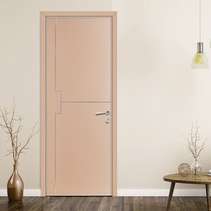 历美 卡其色银边镶嵌 轻奢极简窄边门木门卧室门现代简约 span class=