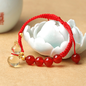 手工编织红绳水晶 玛瑙 span class=h>手链 /span> 月老红线姻缘线