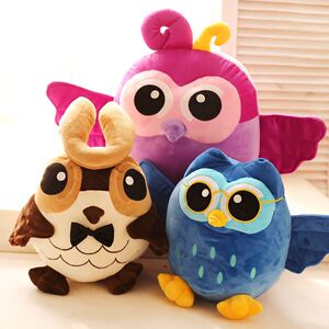 可爱卡通彩色猫头鹰毛绒玩具公仔儿童玩偶布娃娃生日礼物