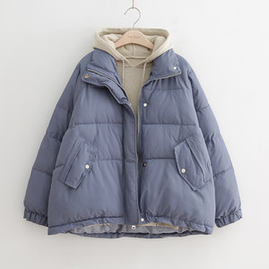 敲好看的黄色大 span class=h>棉衣 /span>女冬季厚实保暖蓬蓬立领