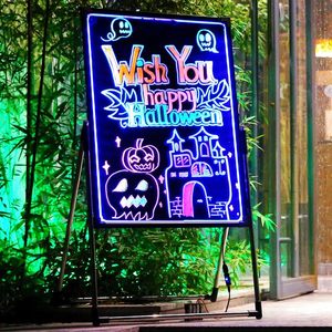 广告饭店发亮餐厅led带电板荧光板铁艺门前夜光版公告牌黑板发光