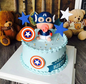 宝宝 span class=h>蛋糕 /span>上海 单层美国队长盾牌生日 span