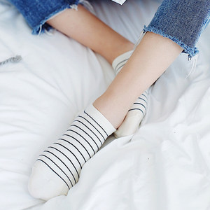 夏季薄款条纹袜子文艺清新女短袜女生运动韩版学院风复古船袜低帮