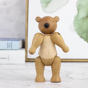 北欧丹麦木偶小熊摆件ins家居卧室桌面摆设创意木质可爱动物礼物