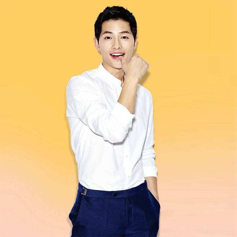 宋仲基衬衫男长袖休闲立领百搭学生寸衫圆领韩版潮流帅气修身衬衣