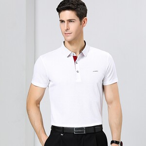 2017夏装新款桑蚕丝品牌短袖t恤男中年大码父