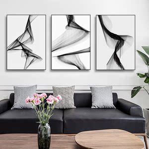 客厅装饰画现代简约北欧风格挂画黑白线条抽象艺术沙发背景墙壁画