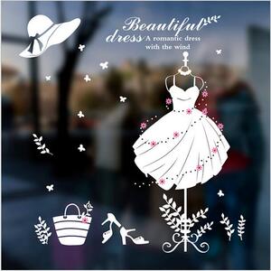 服装店装饰 span class=h>贴画 /span>女装店铺墙贴裙子橱窗玻璃衣柜