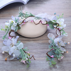 半花环头饰韩式森女系结婚发饰 span class=h>婚纱 /span>首饰写真